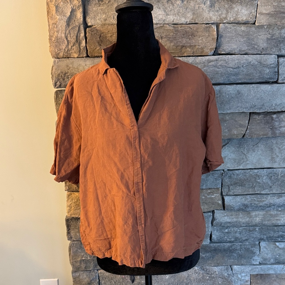 Rust Orange Button-Up Women’s Shirt